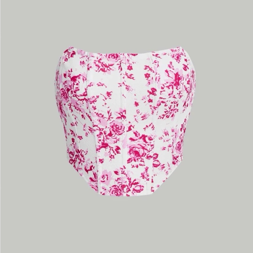 strapless floral corset style shein crop top